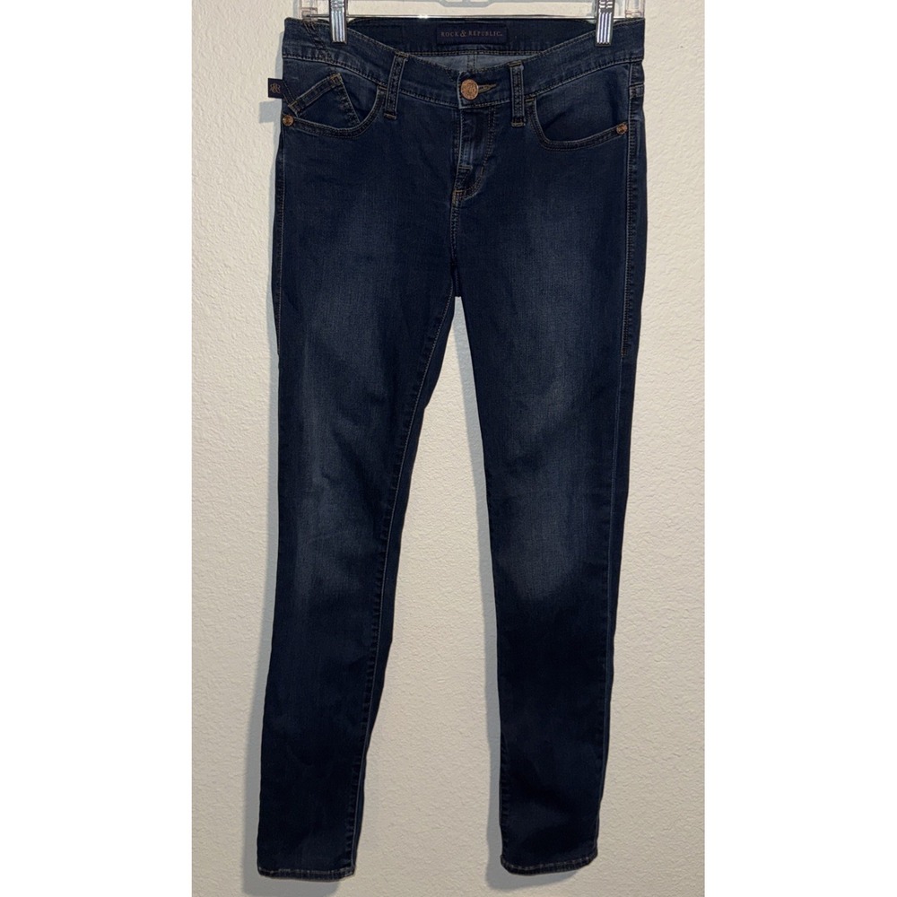 Rock & Republic Women's Berlin jeans Size 4 Blue Denim Skinny Stretch Mid‎ Rise